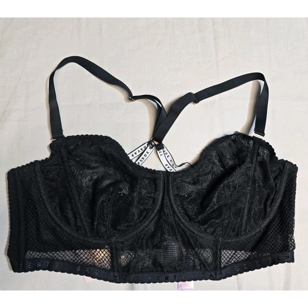 Savage X Fenty Women's Lace‎ Bustier Bra Underwire  Black 2X NWT